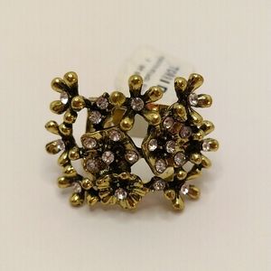 Torrid Floral Gold-Tone Ring with Rhinestones Size 8 NWT